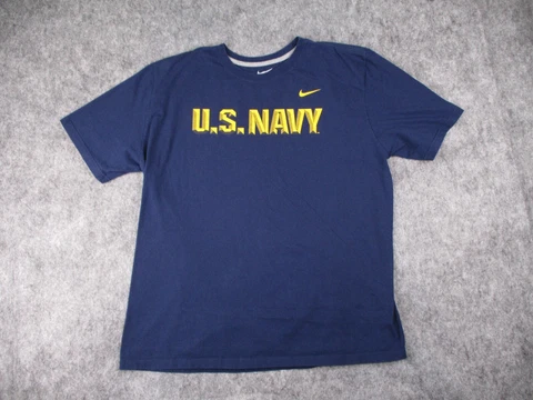 Navy Midshipmen Shirt Mens 2XL XXL Blue Nike US Sleeve Naval Academy USA Adult Cover