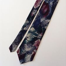 Hardy Ames London Abstract Watercolor Mens Neck Tie Silk Blue Green Maroon