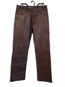 Pantalones de cuero marrón Gap calce bota motociclista para hombre 30 x 30 botones, cremallera, bolsillos, MOTO - Imagen 1 de 12