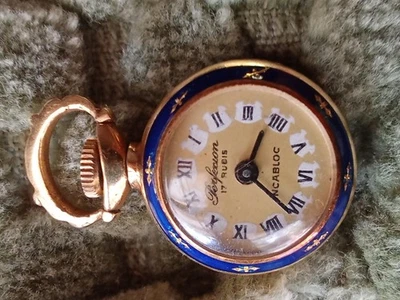 18k Blue Enamel Pocket Watch Perfexion 17 Rubis Incabloc  - Image 1 of 4