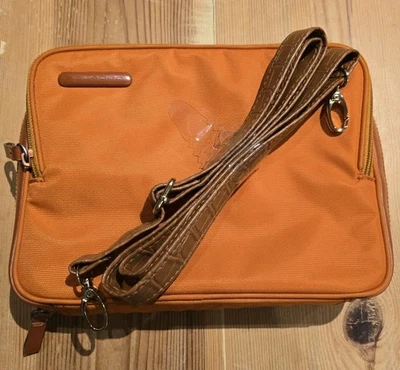 PIQUADRO Leather Canvas Crossbody Bag Burnt Orange Detachable Strap used once  - Image 1 of 4