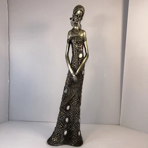 African Female Statue Girl Mirrors Earrings - Picture 1 of 17