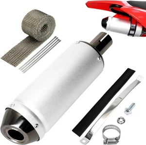 Silenciador deslizable de motocicleta de 1,1 pulgadas para 125cc 110cc 4 tiempos Pit A-plateado NUEVO - Imagen 1 de 4