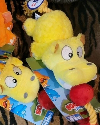 Juguete para perro hipopótamos hambrientos hambrientos con chirrido y cuerda color amarillo Ea. ¡Nuevo! Foto 1 de 4