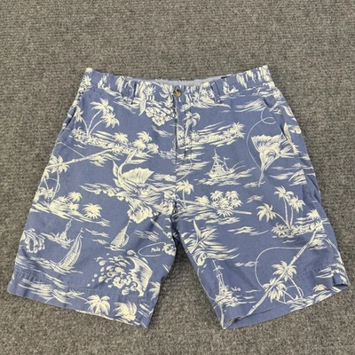 Pantalones Cortos Polo Ralph Lauren Para Hombre 31 Azul Blanco Hawaiano Tropical Marlin Estampado Chino Foto 1 de 4