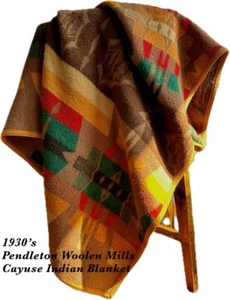 1930's Pendleton Cayuse Indian blanket, beacon pattern, Navajo Real vintage Used - Picture 1 of 16