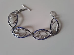 Bracciale argento 800 e smalto blu Anni 60 70 Vintage stile brutalist ovali - Foto 1 di 23