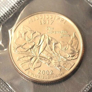 2002 P MISSISSIPPI STATE QUARTER Choice Unc in Mint Cello - Picture 1 of 2