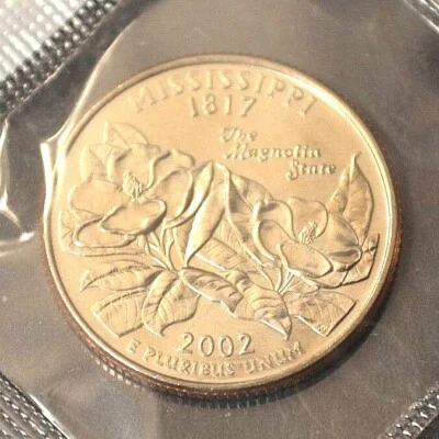 2002 P MISSISSIPPI  STATE QUARTER  Choice Unc  in Mint Cello   - Image 1 of 2