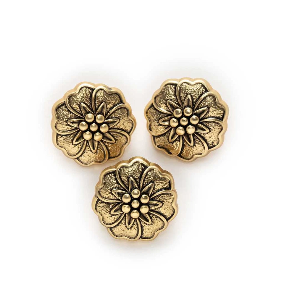 5pcs Vintage Series Flower Metal Buttons Clothing Sewing Hair accessories Decor - Image 1 of 2