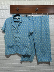 Charter Club Women's Blue Paisley Intimates Cotton Pajama Set Size Large - Picture 1 of 7