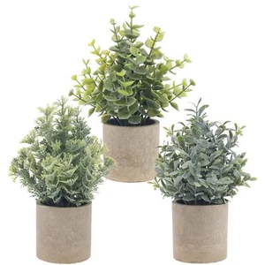3pcs Artificial Plant Potted Mini Decoration with Pot Fake Plastic Eucalyptus... - Picture 1 of 7