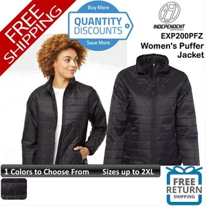 🔥 Independent Trading Co. Woman Puffer Jacket Chest Pocket Up To 2XL Exp200pfz - Picture 1 of 7