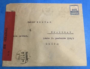 HOLOCAUST Cover 1940 Censored Tel Aviv To Shanghai Arrival Cancel Rudolph Winter - Picture 1 of 3
