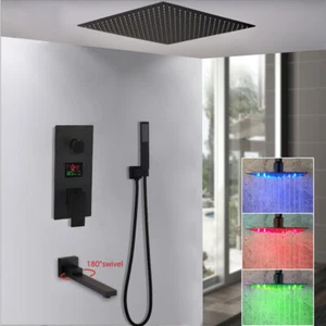 Juego de válvulas digitales mezclador de montaje en pared 16"" ducha LED de 16"" grifo de válvula digital - Imagen 1 de 10