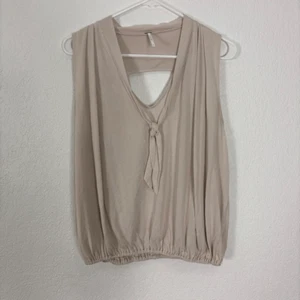 Free People Bone Color V Neck Cutout Back Tank Top Size Small - Picture 1 of 6