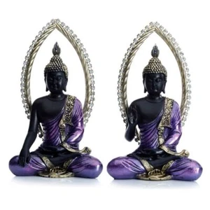Purple Black and Gold Buddha - Meditating H 25 cm A choice of 2 Different Poses - Picture 1 of 5
