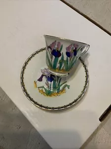 VTG RARE Adderley Iris Tea Cup and Saucer Floral Best Bone China England - Picture 1 of 8