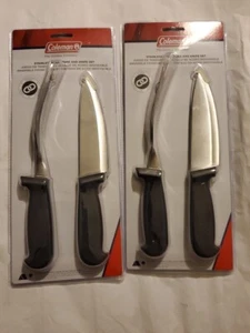 2 New COLEMAN Stainless Steel Fork & Knife Set Camping Hunting Tailgating BBQ - Picture 1 of 8