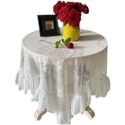 Lace TableCloth Mesh Tablecloth White Table Cover Wedding Party Decor Background Foto 1 de 4
