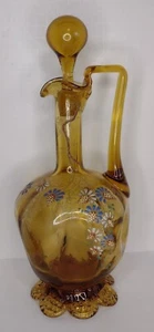 Antike mundgeblasene Glaskaraffe handemailliert (F. Legras 1839-1916 französisch) - Bild 1 von 6