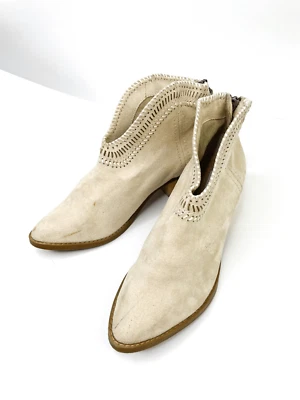 Botas de camurça bordadas frontais boho corte V bronzeado sem classificação tamanho - Imagem 1 de 4