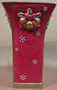 Vintage Fitz and Floyd Festive Bells Ceramic Large Vase - Picture 1 of 8