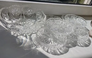 7 teil. Glasschüssel Set Kristallglas Obst Salat Dessert. 60-70 Jahr. Top! - Bild 1 von 5