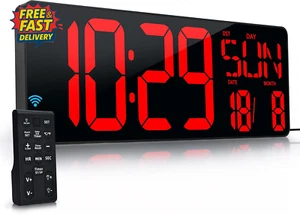 Large Digital Wall Clock with Remote Control 17.2" LED Large Display Timer with  - Picture 1 of 12