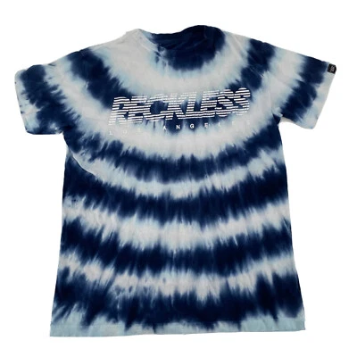 Camisa joven e imprudente para hombre pequeña manga corta azul tie dye gráfico Foto 1 de 4