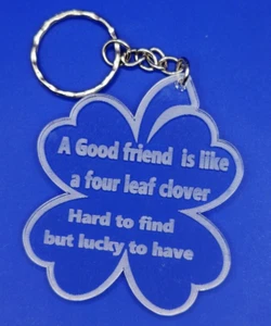 Funny best Friendship keyring best friend gift novelty birthday four leaf clover - Foto 1 di 1