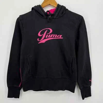 Puma Pullover Hoodie Women's Size S Black Pink Drawstring Pocket Logo - Image 1 of 4