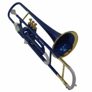 SAI MUSICAL TROMBONE Bb PITCH FOR SALE BLUE BRASS MULTI LACQUER WITH HARD CASE . - Picture 1 of 3