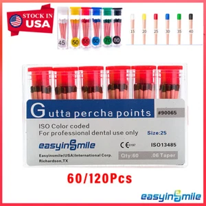 Endodontic Gutta Percha Points Dental Endo Root Canal 60/120pc .02/.04/.06 Taper - Picture 1 of 27