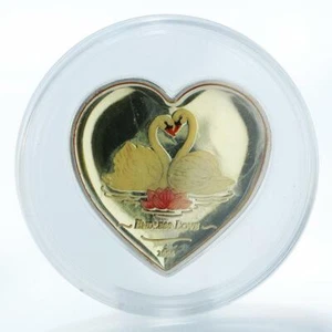 Liberia 10 dollars Endless Love Swans Heart color silver coin 2006 - Picture 1 of 2