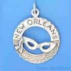 New Orleans Mardi Gras Mask 925 Solid Sterling Silver Charm Pendant MADE IN USA