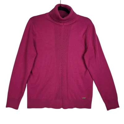 Tommy Hilfiger водолазка свитер женщин большой ярко розовый кнопка запястье офиса - Изображение 1 из 4