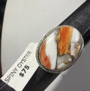 Anillo de ostra espinosa de plata de ley 925 talla 8,5 - Imagen 1 de 4