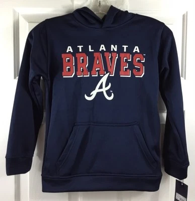 Atlanta Braves MLB Hoodie Boys Small 6/7 Navy Long Sleeve Genuine Merchandise - Image 1 of 4