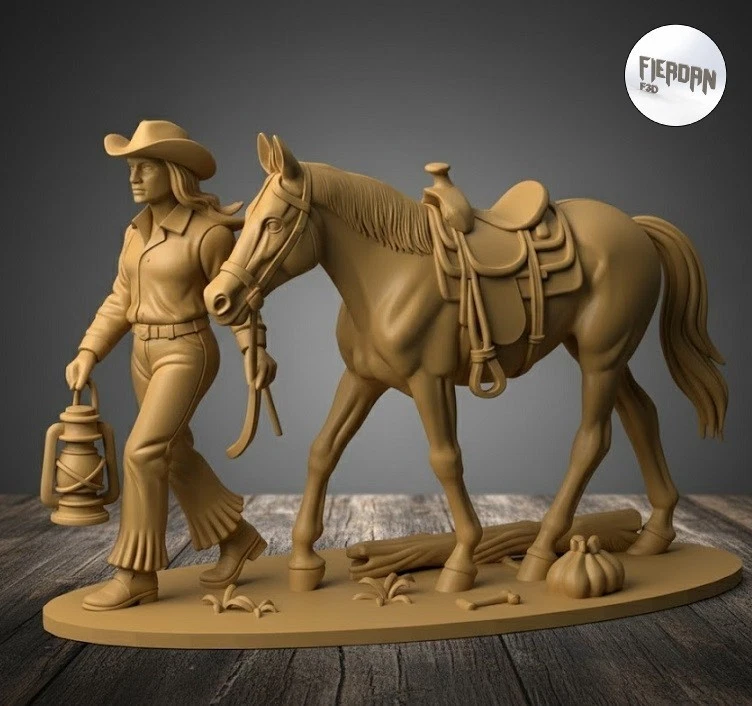 FIERDAN Toy Soldiers Figures Cowgirl with Horse #1 Scale 1:32 New Release - image 1 of 1
