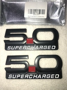 2pcs Fender Side Emblem For 2015-2020 5.0 Supercharged Emblems Badge Matte Black - Picture 1 of 5