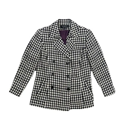 Blazer Signature Larry Levine para mujer 8 negro blanco pata de gallo doble pecho Foto 1 de 4