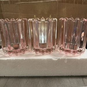 Jarrón vintage artístico de vidrio melocotones N crema votivo/palillo de dientes Vulcano 3 piezas - Imagen 1 de 16