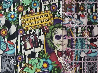 Custom 100% Cotton Woven Fabric Beetlejuice Movie Collage By the 1/4 Yard 9X56 - Image 1 of 2