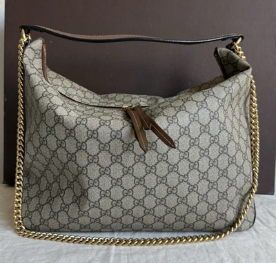 Gucci  GG Supreme Monogram Large Linea A Hobo Light Brown - Image 1 of 4