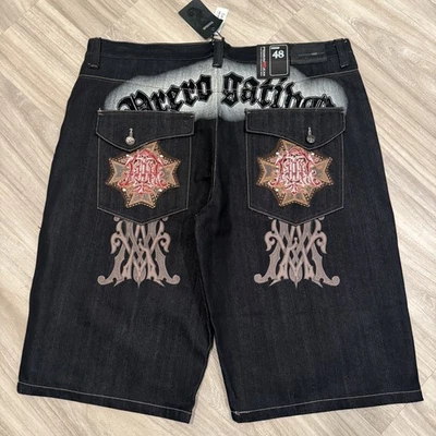 Vintage Y2K Raw Blue Jean Shorts Mens 48 Loose Baggy Fit Grunge Oversized Emo - Image 1 of 4