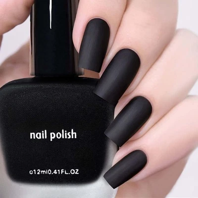 KKWOTER Black Nail Polish, Matte Nail Polish, Quick-drying, No Need for UV Curing,