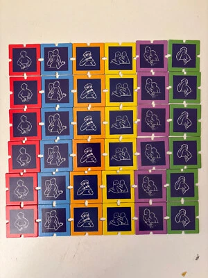 36 SPARE SQUARE COUNTERS TOKENS CARDS FOR PICTIONARY MANIA BOARD GAME VGC - Image 1 of 2