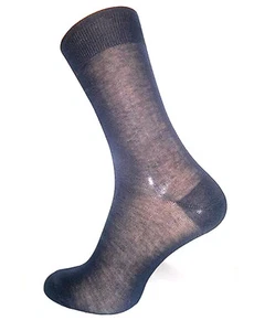 Men’s Black Mid-Calf Smooth Socks 100% Smooth Formal Cotton Made in Italy-Pairs - Picture 1 of 3