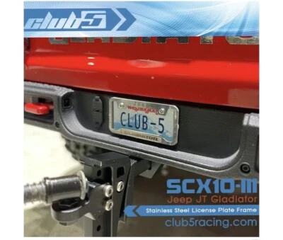 Club5 Stainless Steel License Plate Frame for Axial SCX10 III Jeep JT Gladiator - Image 1 of 4